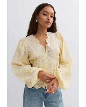 Gina Tricot Balloon Sleeve Blouse - Natur