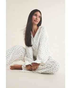 Gina Tricot Flannel Pyjamas Shirt - Naturel
