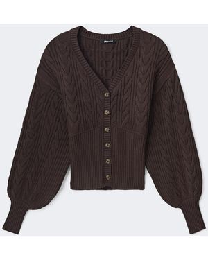 Gina Tricot Knitted Cable Cardigan - Braun