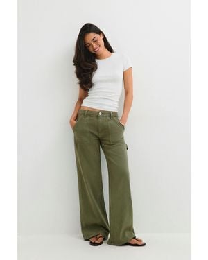 Gina Tricot Cargo Straight Jeans - Groen