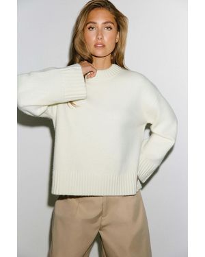 Gina Tricot Crew Neck Knitted Sweater - Weiß