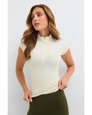 Gina Tricot Half Zip Yoga Tee - Weiß