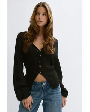 Gina Tricot Knitted Sheer Cardigan - Schwarz
