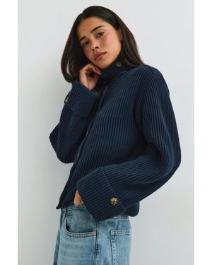 Gina Tricot Knitted Cardigan - Blau
