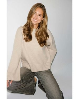 Gina Tricot Crew Neck Knitted Sweater - Natur