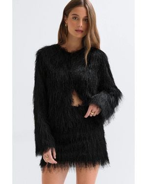 Gina Tricot Fringe Jacket - Schwarz