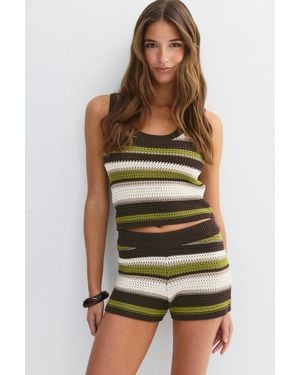 Gina Tricot Multi Stripe Knitted Shorts - Groen