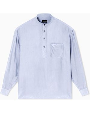 Giorgio Armani Silk Habotai Shirt - Blue