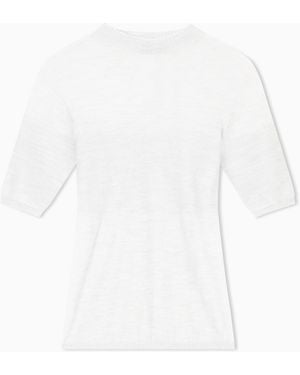 Giorgio Armani Short-Sleeved Cashmere And Silk Jumper - White