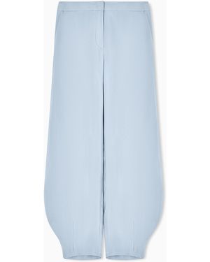 Giorgio Armani Cupro Trousers With Rounded Hem - Blue
