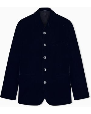 Giorgio Armani Blazer One Shot Stretch Viscose And Cupro Velvet - Blue