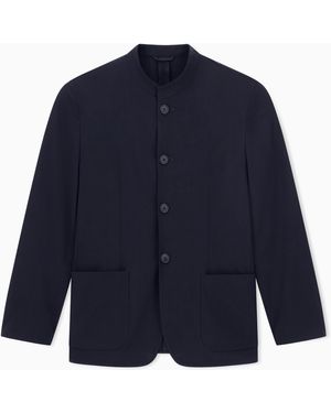 Giorgio Armani Wool Crêpe Voile Single-Breasted Jacket - Blue