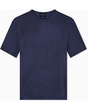 Giorgio Armani Cupro-Jersey Crew-Neck T-Shirt - Blue