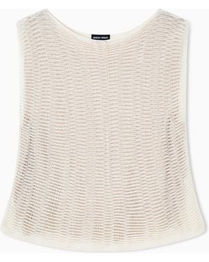 Giorgio Armani Ramie Linen Knit Top - White