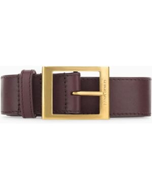 Giorgio Armani Adjustable Smooth Leather Belt With Prong Buckle - White