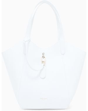 Giorgio Armani Bolso De Mano Mediano En Cuero Plena Flor - Blanco