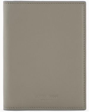 Giorgio Armani Nappa Leather Bifold Passport Holder - Grey