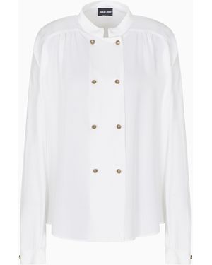 Giorgio Armani Camisa De Georgette Triple De Seda - Blanco