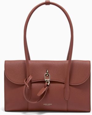 Giorgio Armani Small Pebbled Leather Shoulder Bag - Red