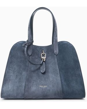 Giorgio Armani Large Suede Tote Bag - Blue