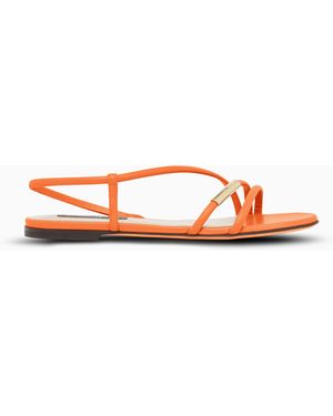 Giorgio Armani Flat Leather Sandals - White