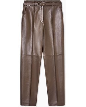 Giorgio Armani Nappa Lambskin Trousers - Brown