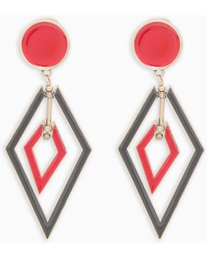 Giorgio Armani Clip-On Enamelled Metal Pendant Earrings - White