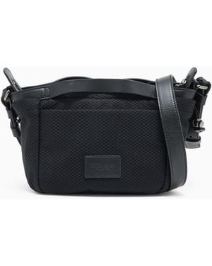 Giorgio Armani Mesh And Leather Crossbody Bag - Black