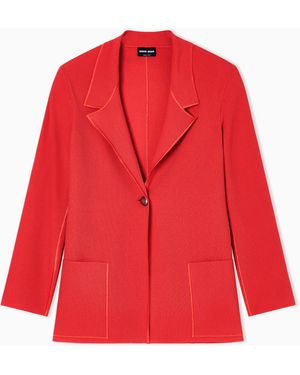 Giorgio Armani Viscose-Blend Knit Single-Breasted Jacket - Red
