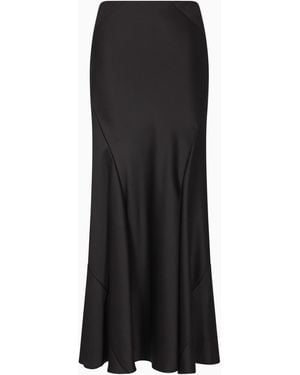 Giorgio Armani Langer Rock Aus Doppellagigem Seidensatin - Schwarz