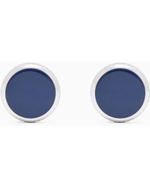 Giorgio Armani Sterling Cufflinks With Enamel Detail - Blue