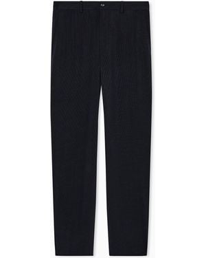 Giorgio Armani Canneté Cupro Flat-Front Trousers - Black