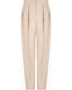 Giorgio Armani Hose Mit Zwei Bundfalten, Gefertigt Aus Grain-De-Poudre-Wolle - Natur