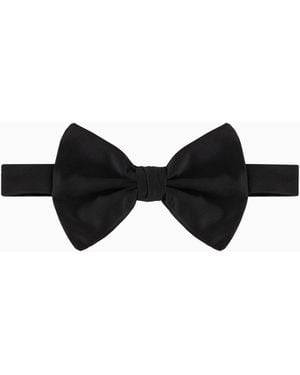 Giorgio Armani Large, Pure Silk Knotted Bow Tie - Black