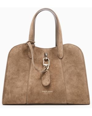 Giorgio Armani Small Suede Tote Bag - Natural