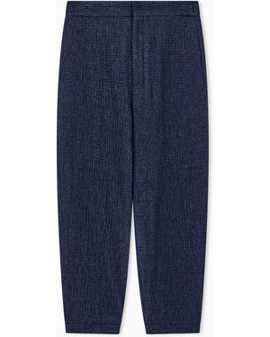 Giorgio Armani Trouser Soft Regular Fit Froissè Wool Silk Cashmere - Blue