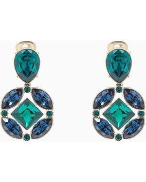Giorgio Armani Pendant Earrings With Swarovski Crystals - Blue