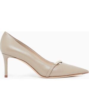 Giorgio Armani Pointed Leather Court Shoes With Metallic Strap - White