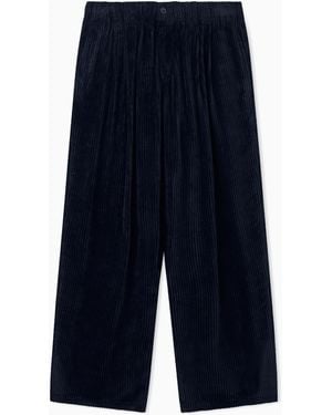 Giorgio Armani Trouser Oversized Fit Ribbed Viscose Velvet - Blue