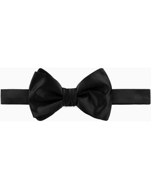 Giorgio Armani Pure Silk Knotted Bow Tie - Black