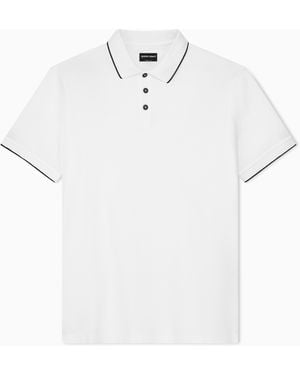 Giorgio Armani Cotton Piqué Polo With Contrasting Trim - White
