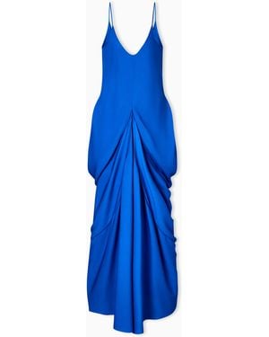 Giorgio Armani Long Triple Silk Georgette Dress - Blue