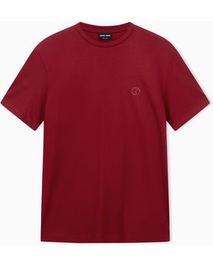Giorgio Armani Short-Sleeve Cotton Interlock T-Shirt With Logo - Red