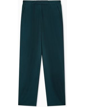 Giorgio Armani Ribbed Viscose Single-Pleat Trousers - Blue