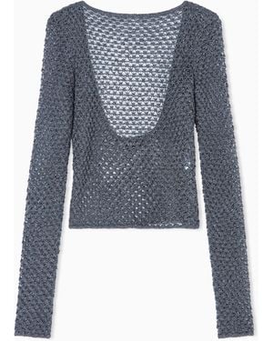 Giorgio Armani Viscose And Metallic Mesh Jumper - Blue