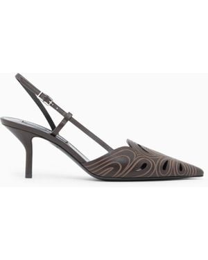 Giorgio Armani Sandal Slingbackriemchen Aus Leder Mit Spitzer Kappe Und Cut-Outs - Weiß