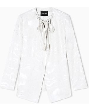 Giorgio Armani Moiré Linen Jacket - White
