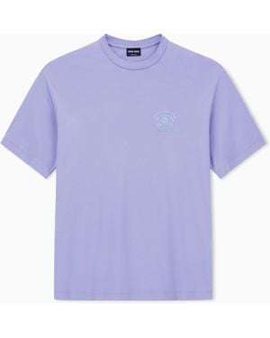 Giorgio Armani Cotton And Modal T-Shirt With Embroidery - Blue
