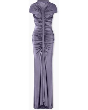 Giorgio Armani Shiny Viscose Jersey Long Dress - Purple