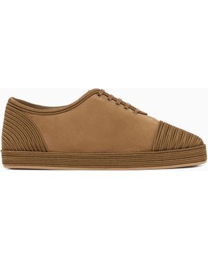 Giorgio Armani Suede Trainers With Soutache Detail - Brown